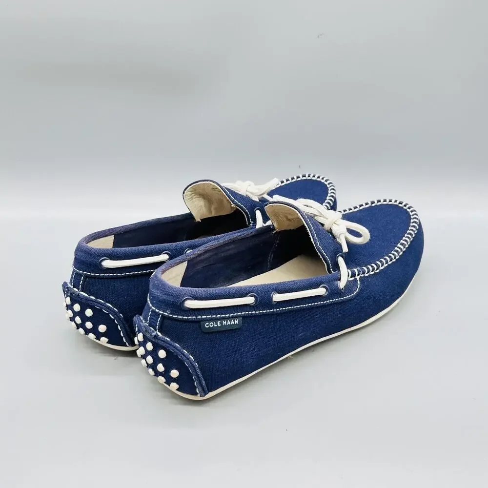 Cole Haan Shoes Mens 10.5 Blue Canvas Grand OS Boat Moc Loafers Casual Comfort